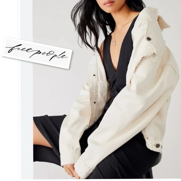 NWT Free People Jolene Trucker Denim Jacket in Ecru Size XS $128 - Picture 2 of 15